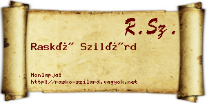Raskó Szilárd névjegykártya